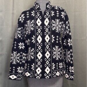 VTG Nordic Lambswool Angora Blend Cardigan Sweater Petite M Fair Isle Full Zip